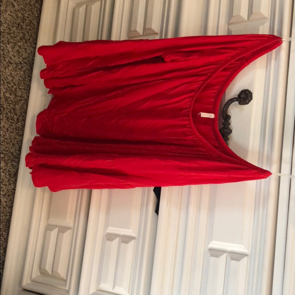 Red bell sleeve off the shoulder top